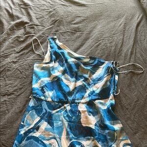 Nicole by Nicole Miller Blue One Shoulder Dress